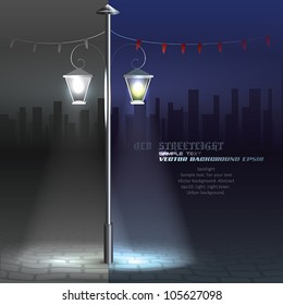 Vector Streetlight at Night. Background