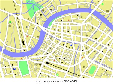 Vector streetmap of a generic city with no names