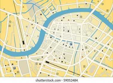 Vector streetmap of a generic city with no names