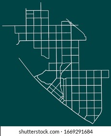 Vector streets road map of Huntington Beach, California, USA