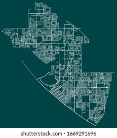 Vector streets road map of Huntington Beach, California, USA