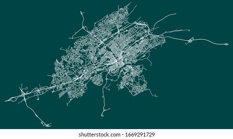 Vector streets road map of Knoxville, Tennessee, USA