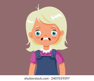 
Vector Stressed Little Girl Feeling Overwhelmed and Unhappy. Young child being terrified feeling nervous and afraid 
