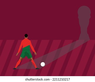 A vector of striker ready to make a shot and shadow insight
