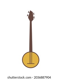 Vector stringed musical instrument banjo isolated on a white background.