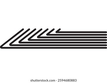 Vector stripe of black lines on a white background in retro style. Vector design element for car body, boat, sportswear, toy. Sports racing pattern. Vector background.
