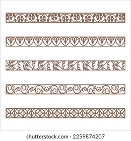 vector of stripe, border design eaves for CNC cutting plasma laser cutting eaves used for exteriors on the roof. Seamless vector lotus flower border design