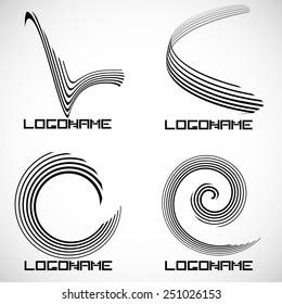 Vector Stripe Logo Design Template . Spiral Shape Cycle Creative Symbols .