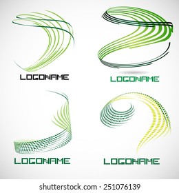 Vector Stripe Logo Design Template . Spiral Shape Cycle Creative Symbols . Sphere Icon Collection . 