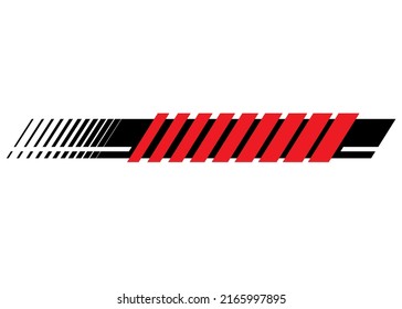 Vector stripe for a sports car, moto, boat. Red-black on a white background. A sticker for a vehicle. Sports striped pattern. Modern striped background.