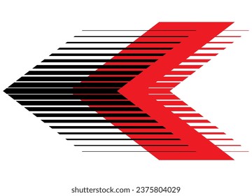 Vector striped arrow. Pointer. Design element. Modern pattern. Vector background