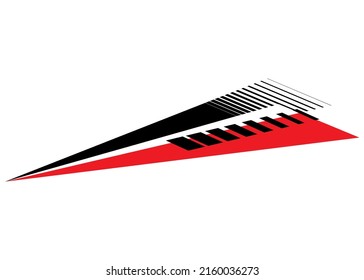 Vector striped arrow for a sports car. Sticker. Sharp pattern for vehicles. Vector striped background