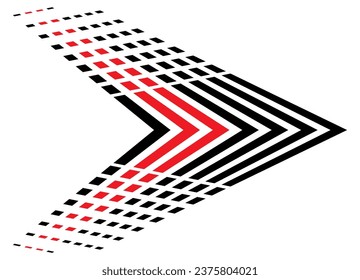 Vector striped arrow in sporty style. Pointer. Design element. Modern sports pattern. Vector background