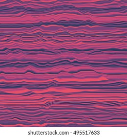 Vector striped background. Abstract color waves. Sound wave oscillation. Funky curled lines. Elegant wavy texture. Surface distortion. Colorful background.