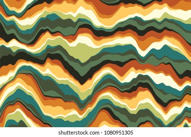 Vector striped background. Cool colorful geometric background with curved lines. Motion graphics. Vector illustration