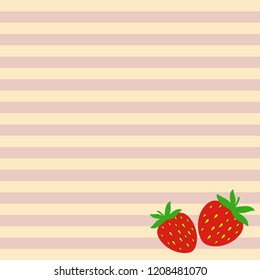 Vector striped background illustration with strawberries