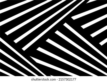 Vector striped black and white straight lines pattern. Modern vector background