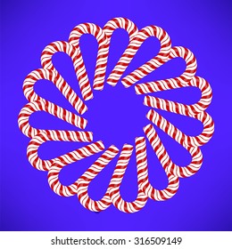 Vector Striped Candy Ornament Isolated on Blue Background