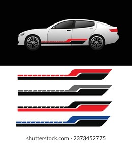 vector striped car sticker design. car body wrap decal.