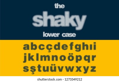 Vector of striped font and alphabet, lower case.