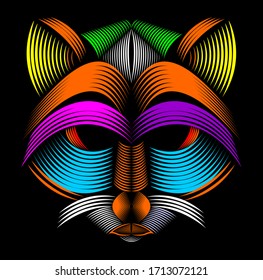 Vector striped fox head for t-shirts, logos