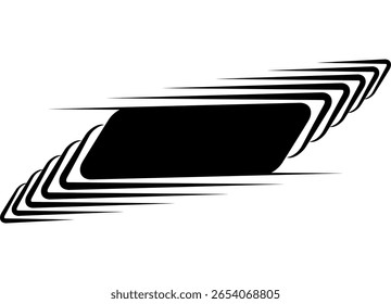 Marco de rayas de Vector. Video Elemento de diseño deportivo para el diseño de textos en redes sociales, publicidad, packaging, etc. Patrón dinámico moderno de líneas negras sobre un fondo blanco. Decoración para portadas, carteles, 