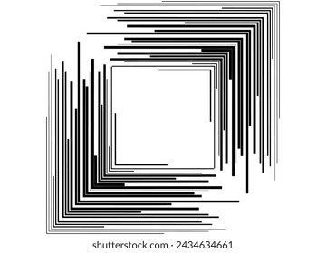 Vector striped frame of straight black lines on a white background. Square pattern. Abstract vector background