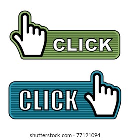 vector striped hand cursor labels