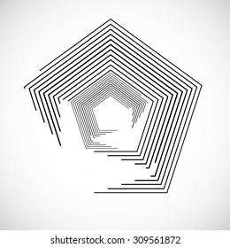 Vector Striped Hexagram Logo Template . Geometrical Design .