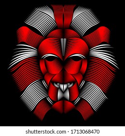 vector striped lion head for t-shirt, logo