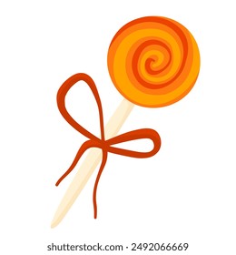 Vector striped lollipop for Halloween. Candy on a stick isolated on a white background. Party sweets