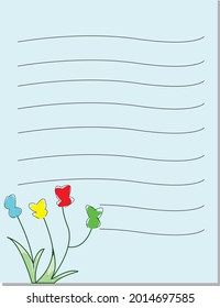 vector striped paper sheet design with floral decoration on the left corner.  empty space on the right to place text