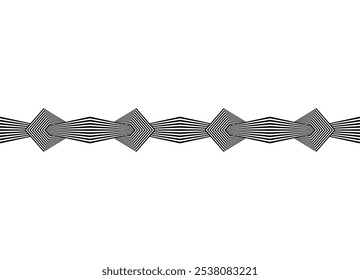 Vector striped pattern of black broken lines on a white background. Modern design element. Black and white ornament. Textile, interior decor, wall art. carpet. Border