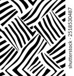 Vector striped pattern. Black-white background. Stylized Zebra pattern, isolated vector illustration, abstract stripes print