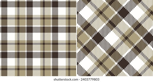 Vector striped pattern or checkered pattern in vrown yellow. Tartan, textured seamless twill for flannel shirts, duvet covers, fall, winter