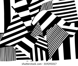 Vector striped pattern. Grunge black-white background.