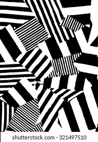 Vector striped pattern. Grunge black-white background.