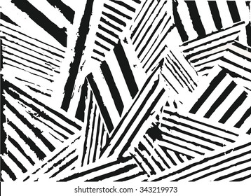 Vector striped pattern. Grunge black-white background.