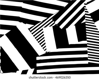 Vector striped pattern. Grunge black-white background.