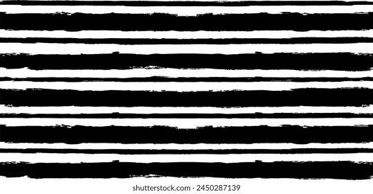 Vector striped pattern, grunge stripe seamless background, black and white brush strokes. grungy stripes, black paintbrush line backdrop	