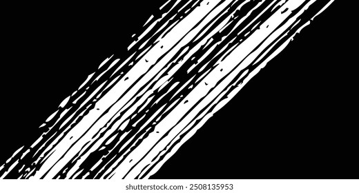 Vector striped pattern, grunge stripe seamless background, black and white brush strokes. grungy stripes
