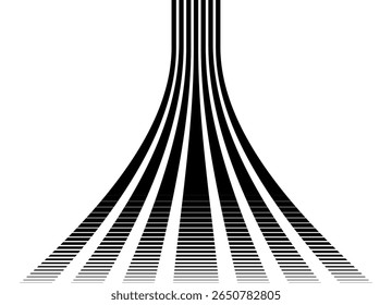 Padrão listrado vetorial de linhas paralelas negras grossas em um plano de fundo branco em estilo retrô. Elemento de design decorativo para publicidade, embalagem, roupas esportivas. Vetor desportivo de fundo. Perspectiva