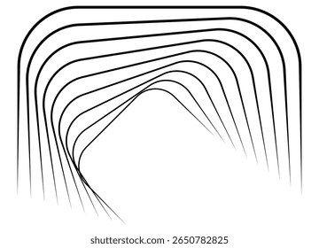Padrão listrado vetorial de linhas paralelas pretas finas em um plano de fundo branco em estilo retrô. Elemento de design para publicidade, embalagem, impressão. Fundo simétrico nítido do vetor. Quadro abstrato