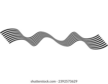 Vector striped ribbon black on a white background. Abstract wave. Vector background