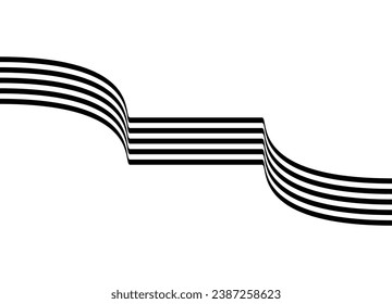 Banda vectorial rayada hecha de líneas paralelas negras sobre un fondo blanco. Elemento de diseño, patrón vectorial. Fondo vectorial moderno.