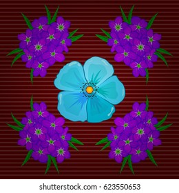 Vector striped seamless pattern with forget-me-not flowers. Traditional oriental seamless paisley pattern. Floral wallpaper on a red background. Decorative ornament for fabric, textile, wrapping paper
