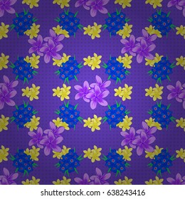 Vector striped seamless pattern with plumeria flowers. Decorative ornament for fabric, textile, wrapping paper. Traditional oriental seamless paisley pattern. Floral wallpaper on a violet background.