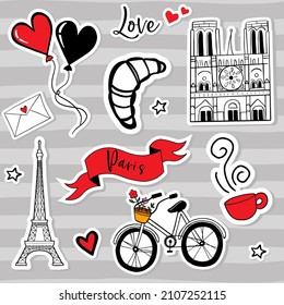 Vector striped set with Parisian sights