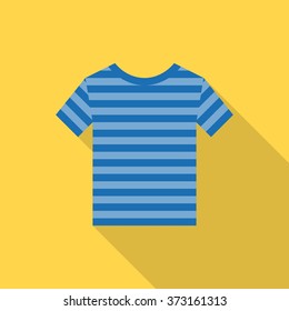 Vector Striped  Shirt Icon With Long Shadow, Flat Design