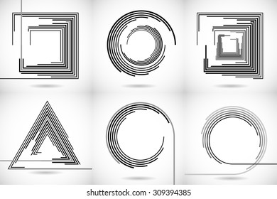 Vector Striped Square, Circle, triangle Lines .
